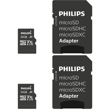 Philips MicroSDHC 2-Pack    32GB Class 10 UHS-I U1 incl. adatt.