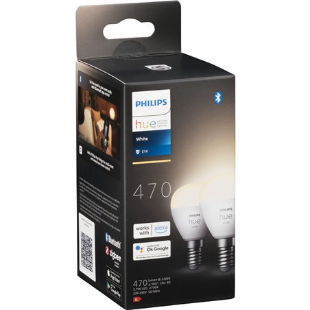 Philips Hue LED lampada E14 2pz kit 5,7W 470lm bianco Luster