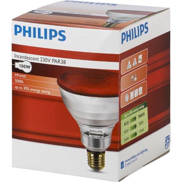 Philips lampada infrar. PAR38 IR 100W E27 230V rosso