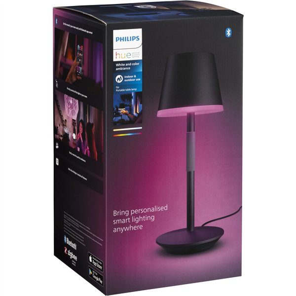 Philips Hue Go batt.lampada tav. nero White Color Ambiance