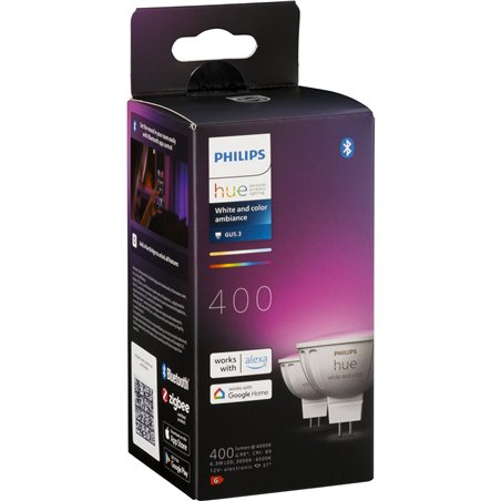 Philips Hue LED lampada MR16 2pz kit 400lm White Color Amb.