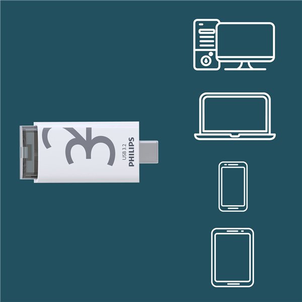 Philips USB 3.2             32GB Click Series Gen 1 USB-C