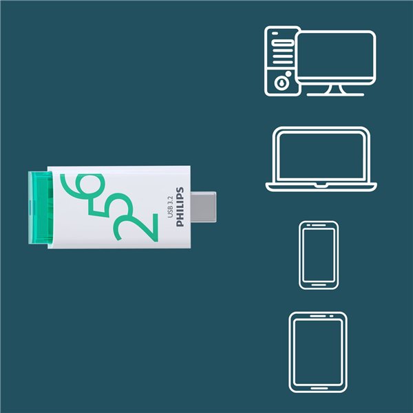 Philips USB 3.2            256GB Click Series Gen 1 USB-C