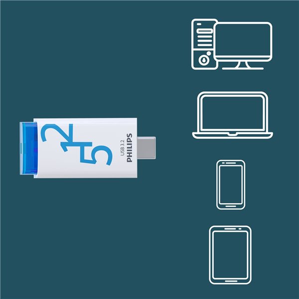 Philips USB 3.2            512GB Click Series Gen 1 USB-C