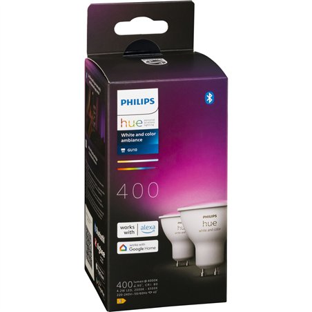 Philips Hue LED lampada GU10 kit 2pz. 400lm White Color Amb.