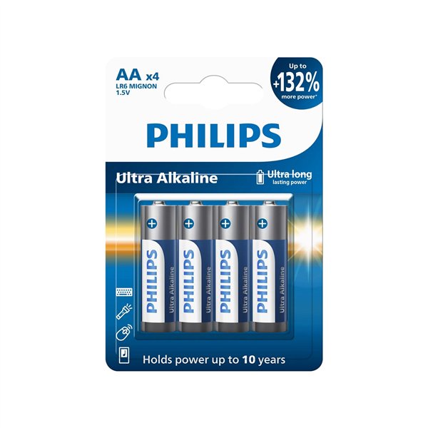 1x4 Philips Ultra Alkaline AA batteria
