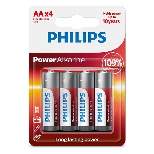 1x4 Philips Power Alkaline AA batteria