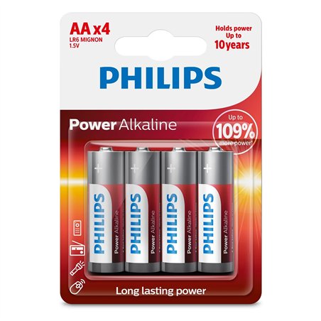 1x4 Philips Power Alkaline AA batteria