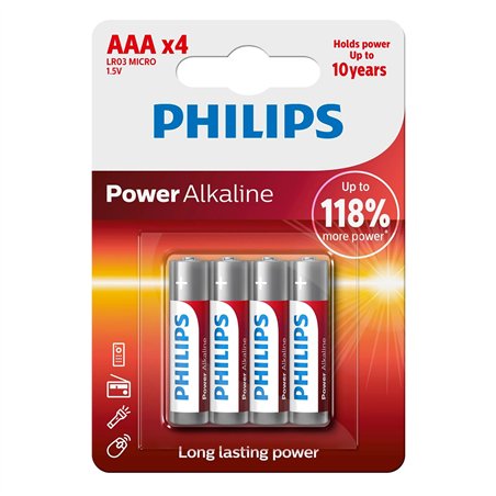 1x4 Philips Power Alkaline AAA batteria