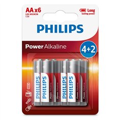 1x6 Philips Power Alkaline AA batteria Promo Pack