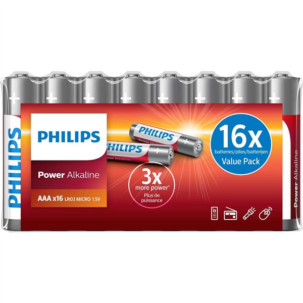 1x16 Philips Power Alkaline AAA batteria Promo Pack