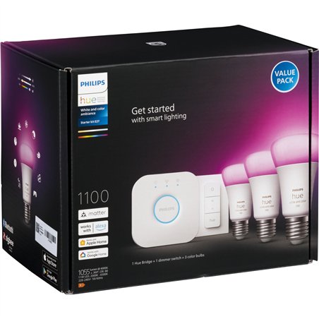 Philips Hue LED lampada E27 conf da 3p. White Color Amb. + Set