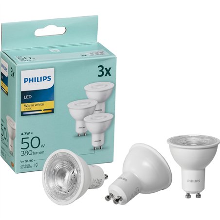 Philips LED faretto GU10 WW kit 3pz. 50W 2700K