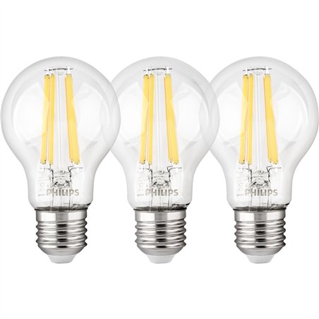 Philips LED lampadina E27 kit 3pz 75W 2700K Filament