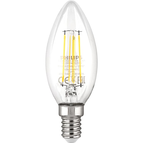 Philips LED lampadina E14 set 4p 40W 2700K Filament candela