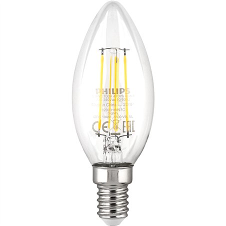 Philips LED lampadina E14 set 4p 40W 2700K Filament candela
