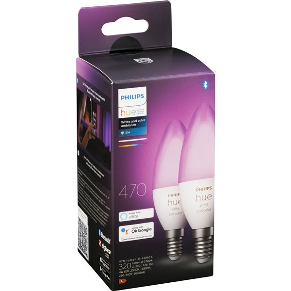 Philips Hue LED lampad. E14 kit 2pz 470lm White Color Amb.