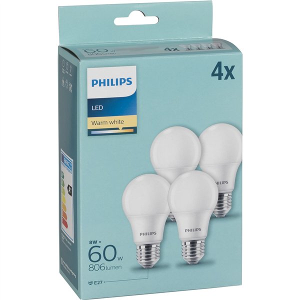 Philips lampada LED E27 4pz Set 60W 2700K