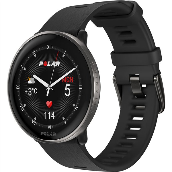 Polar Ignite 3 Titanium cinturino silicone nero