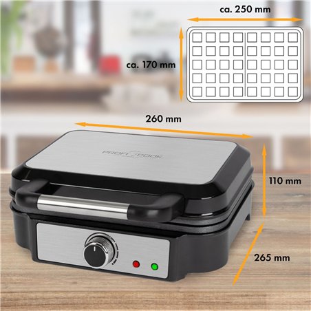 Proficook PC-WA 1240 inox piastra waffle belg. doppio
