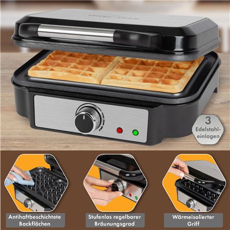 Proficook PC-WA 1240 inox piastra waffle belg. doppio