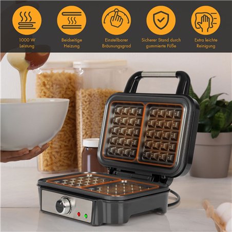 Proficook PC-WA 1240 inox piastra waffle belg. doppio