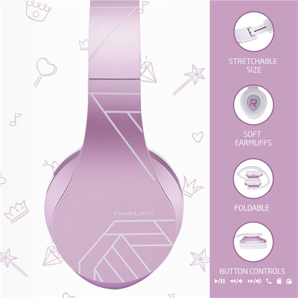 PowerLocus P2 Kids Headphones purple/white