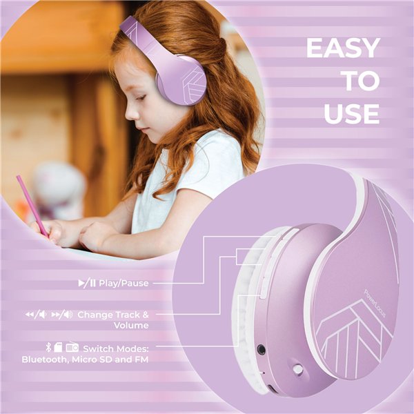 PowerLocus P2 Kids Headphones purple/white