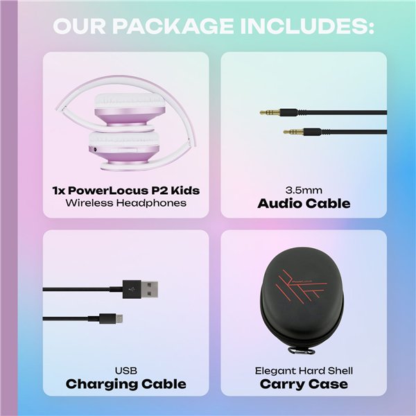 PowerLocus P2 Kids Headphones purple/white