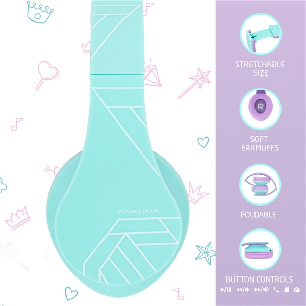 PowerLocus P2 Kids Headphones turquoise/purple
