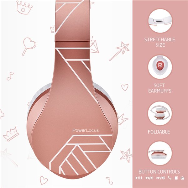 PowerLocus P2 Kids cuffie per bambini rosa oro