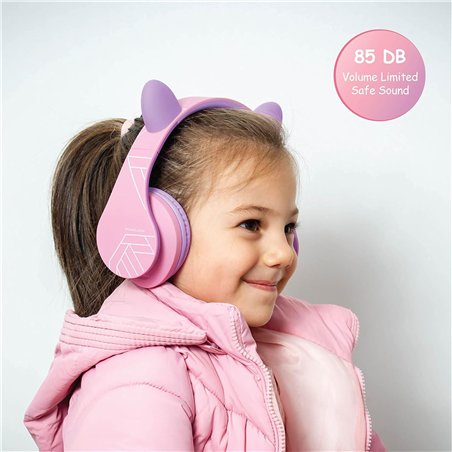 PowerLocus P2 Kids cuffie per bambini lilla/rosa con orecchie