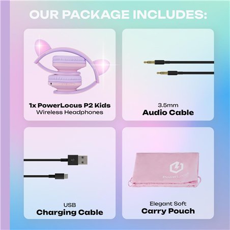 PowerLocus P2 Kids cuffie per bambini lilla/rosa con orecchie