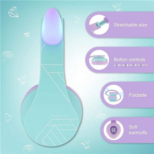 PowerLocus P2 Kids cuffie per bambini lilla/turchese c.orecch.