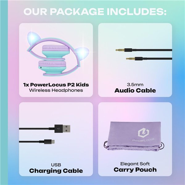 PowerLocus P2 Kids cuffie per bambini lilla/turchese c.orecch.