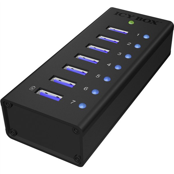 ICY BOX IB-AC618 7 Port USB 3.0 Hub alluminio