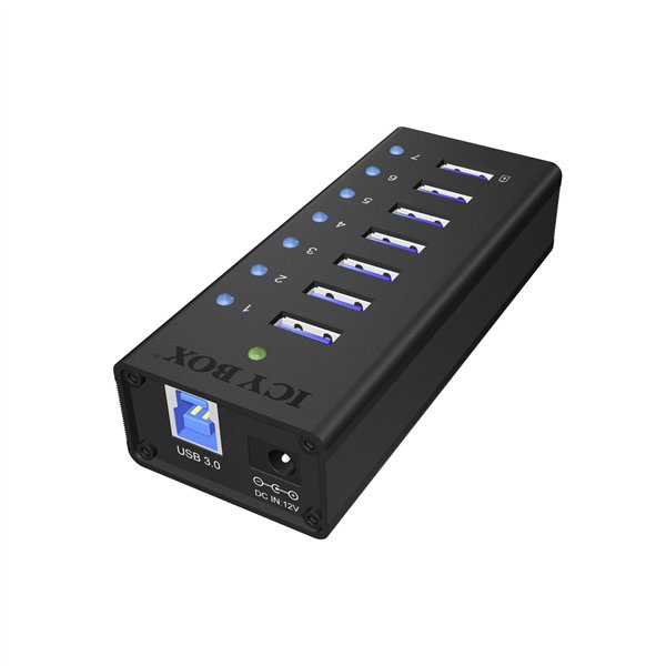 ICY BOX IB-AC618 7 Port USB 3.0 Hub alluminio