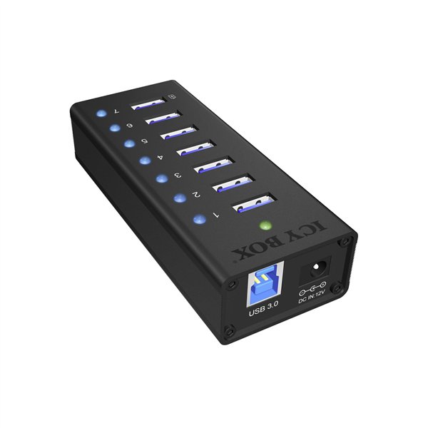 ICY BOX IB-AC618 7 Port USB 3.0 Hub alluminio