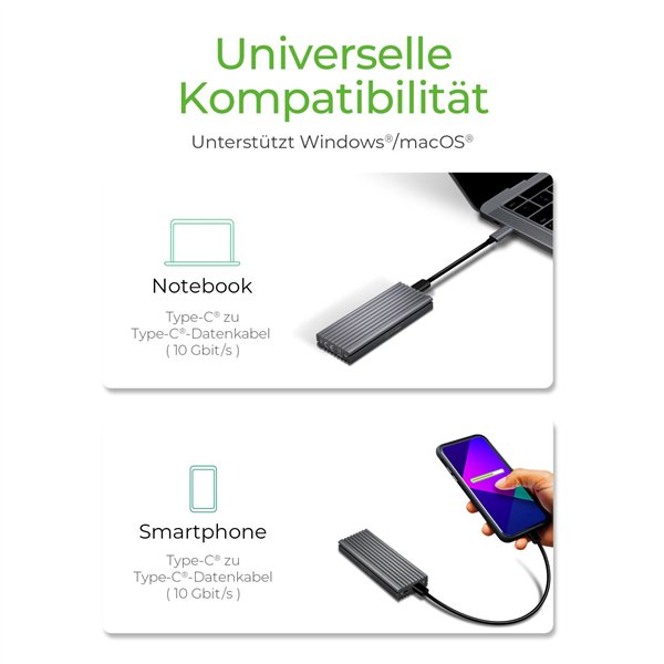 ICY BOX IB-1817M-C31 M.2 PCIe SSD allogg. alluminio