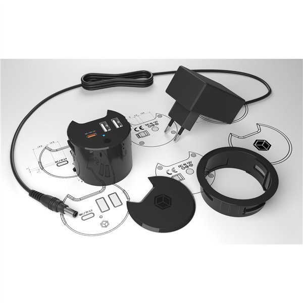 ICY BOX IB-HUB1407 caricabatterie USB da tavolo