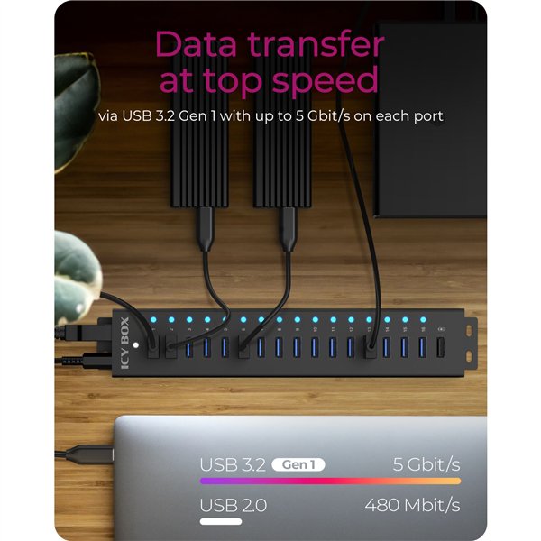 ICY BOX IB-HUB1717-U3 16+1 port USB Hub