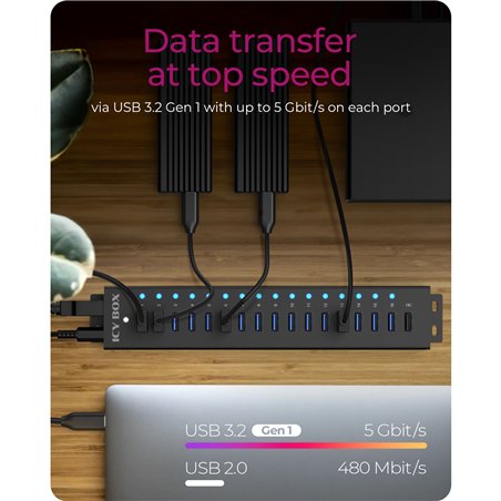 ICY BOX IB-HUB1717-U3 16+1 port USB Hub