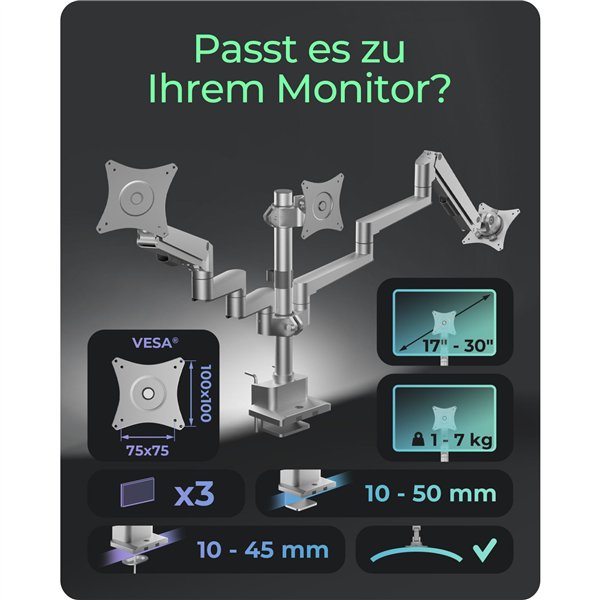 ICY BOX IB-MS525-T braccio monitor per 3 monitor