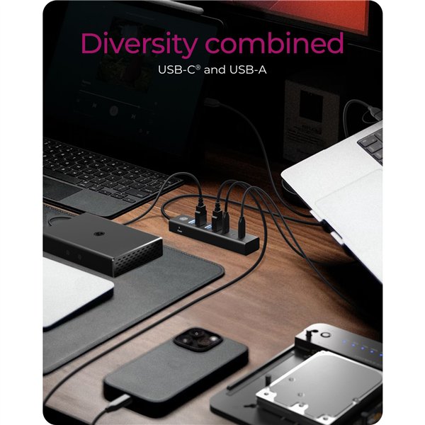 ICY BOX IB-HUB1737-C3 7-Port USB 3.2 Gen 1 Hub