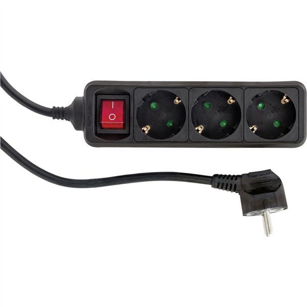 REV Presa da tavolo 3-fold 1,4 m nero con Interruttore