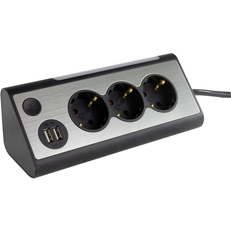 REV LIGHT SOCKET 3-fold Presa multipla + 2x USB