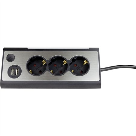 REV LIGHT SOCKET 3-fold Presa multipla + 2x USB