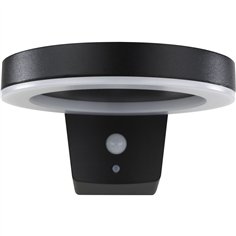 REV LED lampada solare da parete roton.,metallo, nero, sens. mov.