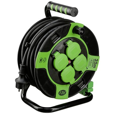 REV Avvolgicavo plastica 25m IP 44 4-fold sw gn