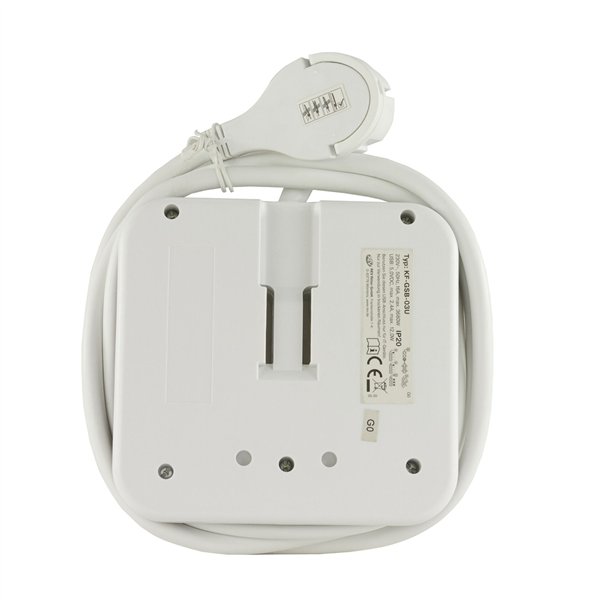 REV PowerQuad 3-fold Presa multipla + 2x USB bian.